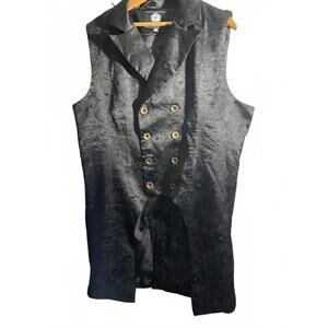 Paul Jones Men's Gothic Steampunk Double Breasted Brocade Waistcoat  L